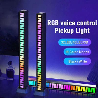 Smart RGB Symphony Sound Control LED Light Music Rhythm Ambient Pickup Lamp App Control For Compute Gaming Desktop Decor