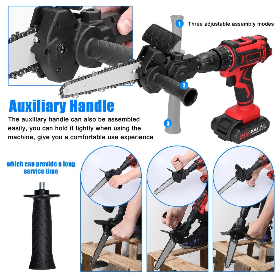 4/6 Inch Electric Drill Modified To Electric Chainsaw Tool Set Attachment Electric Chainsaw Accessory Woodworking Cutting Tool