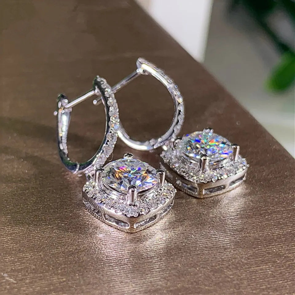 Huitan New Trendy Square Shape Drop Earrings Brilliant Bridal Engagement Wedding Jewelry Elegant Female Dangle Earring Nice Gift