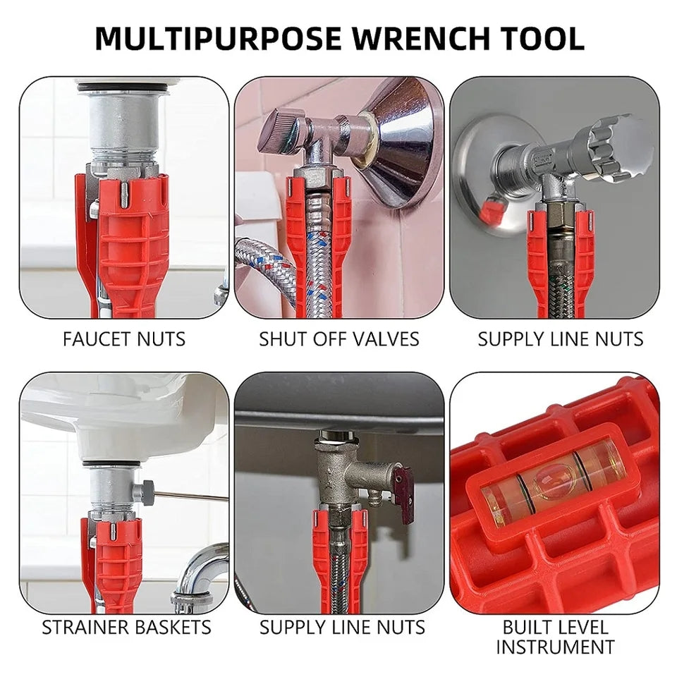 14 In 1 Faucet Sink Wrench Pipe Wrenches Faucet Sink Installer Kit for Bathroom Kitchen Plumbing Repair Installation Hand Tools