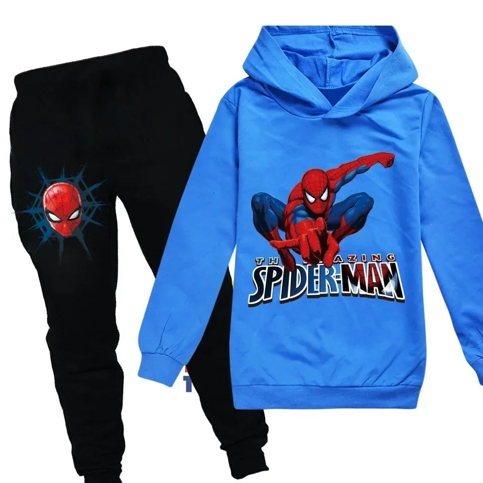 Marvel Spider Man Kids Boy Girl Hoodies Pants Suit Cartoon Spiderman Print Children's Clothing Set Sweatshirts Casual
