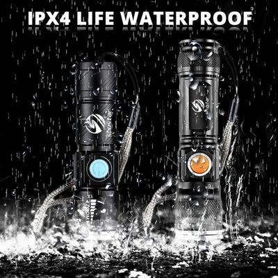 Powerful LED Flashlight With Tail USB Charging Head Zoomable waterproof Torch Portable light 3 Lighting modes Built-in battery