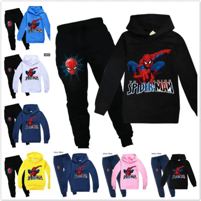Marvel Spider Man Kids Boy Girl Hoodies Pants Suit Cartoon Spiderman Print Children's Clothing Set Sweatshirts Casual
