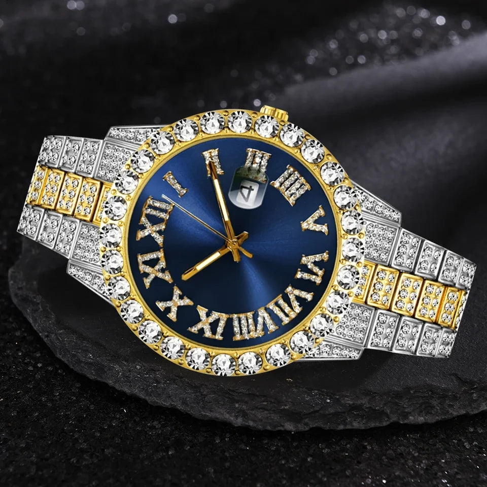 Iced Out Watch Men Luxury Brand Full Diamond Mens Watches AAA CZ Quartz Men's Watch Waterproof Hip Hop Male Clock Gift for Men