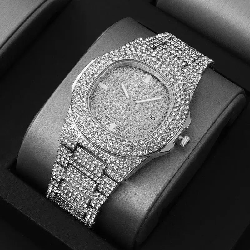 Luxury Fashion Mens Stainless Steel Watches Male Sports Quartz Wristwatch Calendar Luminous Clock Men Business Casual Watch