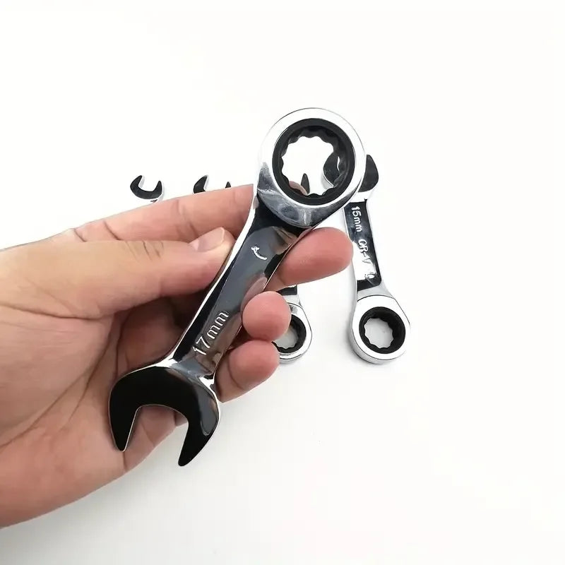 1 PCS Short Handle Quick Ratchet Wrench Opening Torx Dual-purpose Wrench Two-way Labor-saving Auto Repair Hardware Wrench Tool