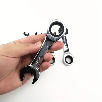 1 PCS Short Handle Quick Ratchet Wrench Opening Torx Dual-purpose Wrench Two-way Labor-saving Auto Repair Hardware Wrench Tool