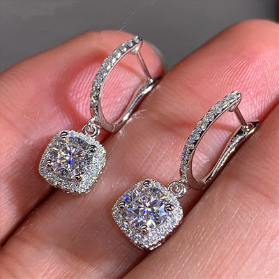 Huitan New Trendy Square Shape Drop Earrings Brilliant Bridal Engagement Wedding Jewelry Elegant Female Dangle Earring Nice Gift - My Store