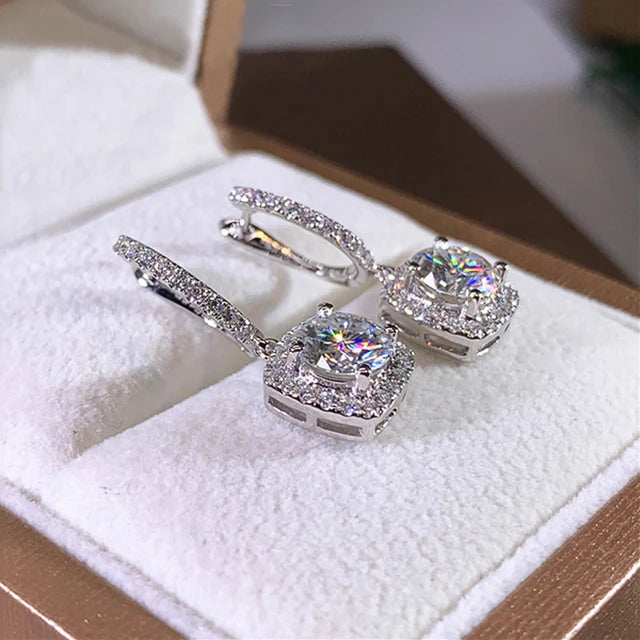 Huitan New Trendy Square Shape Drop Earrings Brilliant Bridal Engagement Wedding Jewelry Elegant Female Dangle Earring Nice Gift - My Store