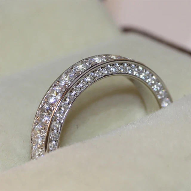 Huitan Simple Women Wedding Party Finger Rings Dazzling Cubic Zircon Anniversary Gift Proposal Ring Timeless Classic Jewelry - My Store