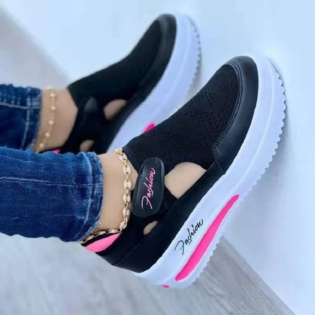 2023 Summer New Breathable Mesh Wedge Casual Sport Shoes Plus Size 43 Non Slip Woman Vulcanize Shoes Platform Women Sneakers - My Store