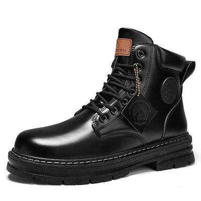 High Top Boots Men Leather Shoes Fashion Motorcycle Ankle Military Boots For Men Winter Boots Man Shoes Lace-Up Botas Hombre - My Store
