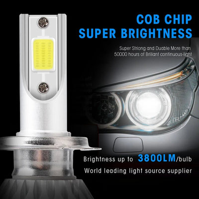 2PCS C6 H1 H3 Led Headlight Bulbs H7 COB LED Car Lights H4 880 H11 HB3 9005 HB4 9006 H13 6000K 72W 12V 7200LM Auto Headlamps - My Store