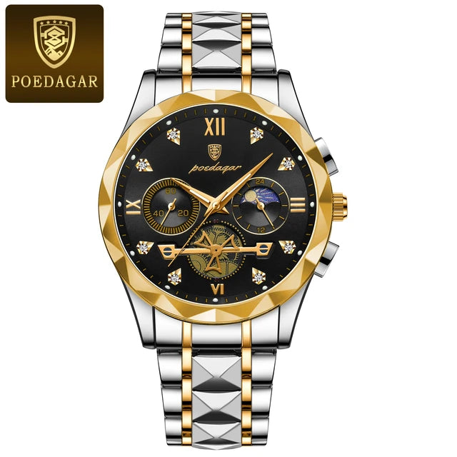 POEDAGAR Luxury Man Wristwatch Waterproof Luminous Chronograph Watch for Men Stainless Steel Men's Quartz Watches reloj hombre - My Store