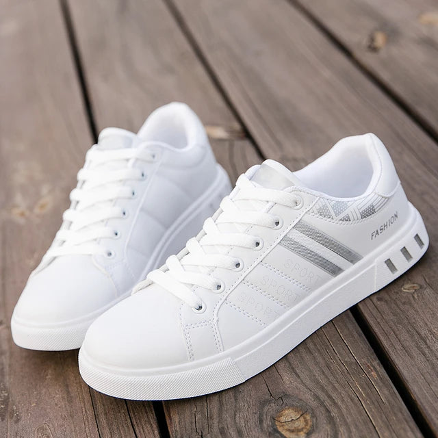 Men Sneakers Casual Shoes Men Flats Zapatillas Hombre Lightweight Pu Leather Breathable Shoe Mens White Sports Tenis Shoes - My Store