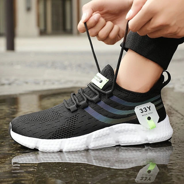Men Casual Sport Shoes Breathable Lightweight Sneakers Outdoor Mesh Black Running Shoes Athletic Jogging Tenis Walking Shoes - My Store