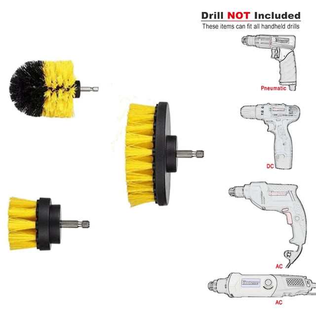 3Pcs Electric Scrubber Drill Brush Kit