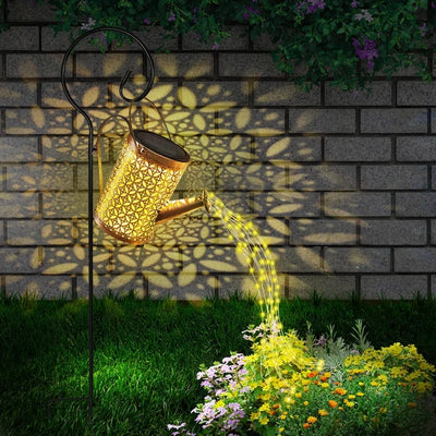 Solar Watering Can with Cascading Light Water Can Solar Lights Garden Decorative Solar Waterfall Lights Waterproof Hanging Light - My Store